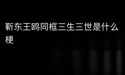 靳东王鸥同框三生三世是什么梗