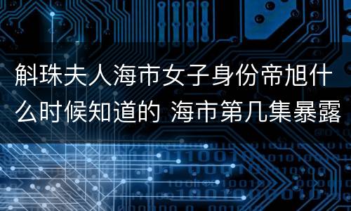 斛珠夫人海市女子身份帝旭什么时候知道的 海市第几集暴露身份