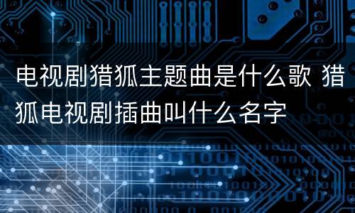 电视剧猎狐主题曲是什么歌 猎狐电视剧插曲叫什么名字
