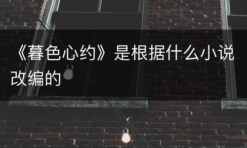 《暮色心约》是根据什么小说改编的