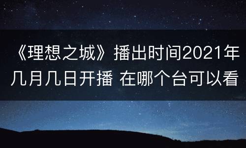 《理想之城》播出时间2021年几月几日开播 在哪个台可以看