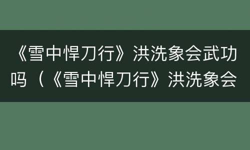 《雪中悍刀行》洪洗象会武功吗（《雪中悍刀行》洪洗象会武功吗视频）
