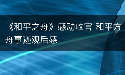 《和平之舟》感动收官 和平方舟事迹观后感