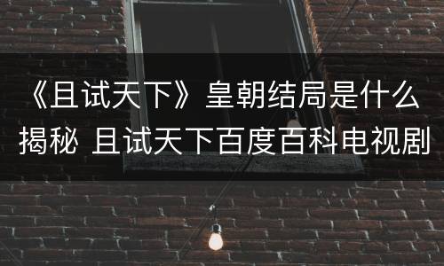 《且试天下》皇朝结局是什么揭秘 且试天下百度百科电视剧