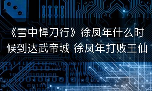 《雪中悍刀行》徐凤年什么时候到达武帝城 徐凤年打败王仙芝了吗