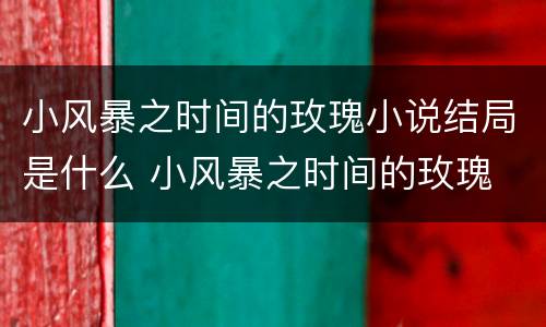 小风暴之时间的玫瑰小说结局是什么 小风暴之时间的玫瑰 小说结局
