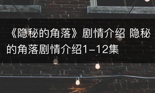 《隐秘的角落》剧情介绍 隐秘的角落剧情介绍1-12集