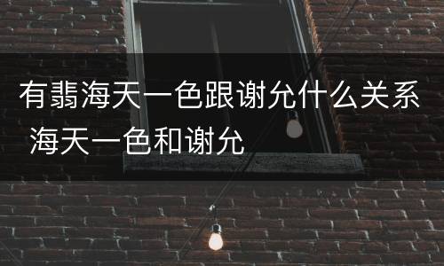 有翡海天一色跟谢允什么关系 海天一色和谢允
