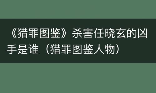 《猎罪图鉴》杀害任晓玄的凶手是谁（猎罪图鉴人物）