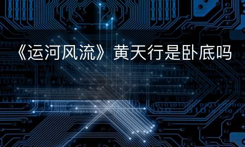 《运河风流》黄天行是卧底吗