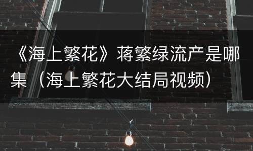 《海上繁花》蒋繁绿流产是哪集（海上繁花大结局视频）