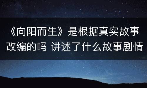 《向阳而生》是根据真实故事改编的吗 讲述了什么故事剧情