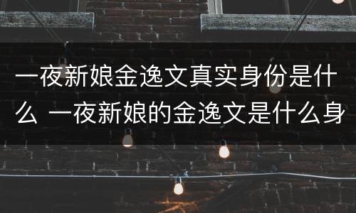 一夜新娘金逸文真实身份是什么 一夜新娘的金逸文是什么身份