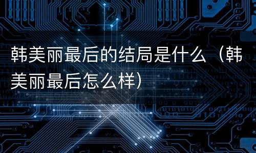 韩美丽最后的结局是什么（韩美丽最后怎么样）