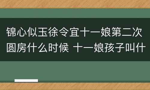 锦心似玉徐令宜十一娘第二次圆房什么时候 十一娘孩子叫什么名字