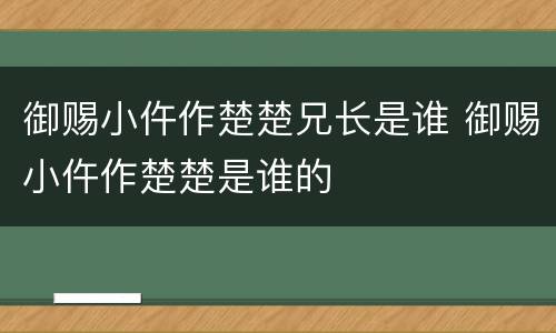 御赐小仵作楚楚兄长是谁 御赐小仵作楚楚是谁的