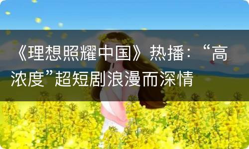 《理想照耀中国》热播：“高浓度”超短剧浪漫而深情