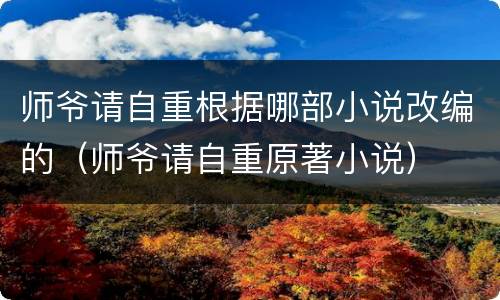 师爷请自重根据哪部小说改编的（师爷请自重原著小说）