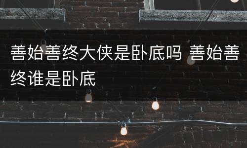 善始善终大侠是卧底吗 善始善终谁是卧底