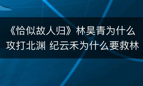《恰似故人归》林昊青为什么攻打北渊 纪云禾为什么要救林昊青