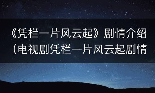 《凭栏一片风云起》剧情介绍（电视剧凭栏一片风云起剧情介绍）