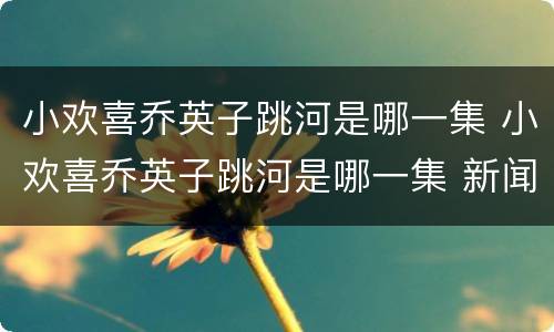 小欢喜乔英子跳河是哪一集 小欢喜乔英子跳河是哪一集 新闻