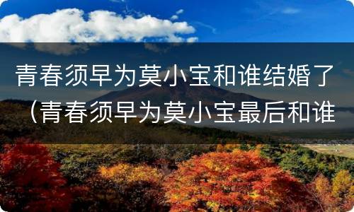 青春须早为莫小宝和谁结婚了（青春须早为莫小宝最后和谁在一起）