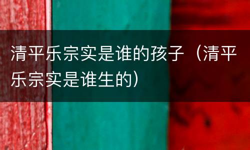清平乐宗实是谁的孩子（清平乐宗实是谁生的）