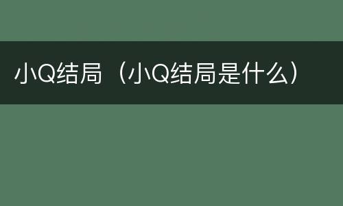 小Q结局（小Q结局是什么）