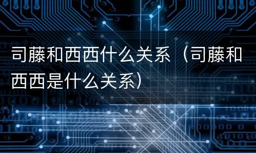 司藤和西西什么关系（司藤和西西是什么关系）