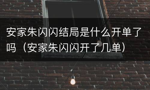 安家朱闪闪结局是什么开单了吗（安家朱闪闪开了几单）