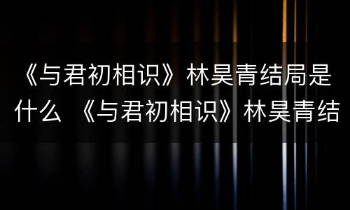 《与君初相识》林昊青结局是什么 《与君初相识》林昊青结局是什么样的