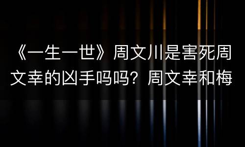 《一生一世》周文川是害死周文幸的凶手吗吗？周文幸和梅行结局如何？