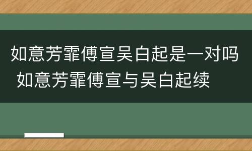 如意芳霏傅宣吴白起是一对吗 如意芳霏傅宣与吴白起续