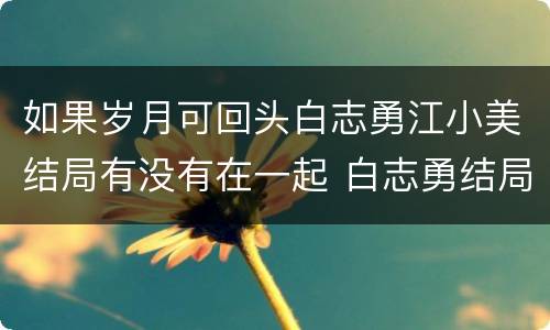 如果岁月可回头白志勇江小美结局有没有在一起 白志勇结局如何
