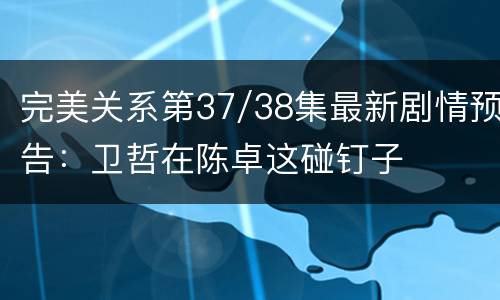 完美关系第37/38集最新剧情预告：卫哲在陈卓这碰钉子