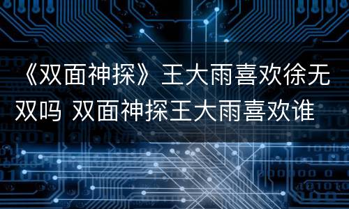 《双面神探》王大雨喜欢徐无双吗 双面神探王大雨喜欢谁