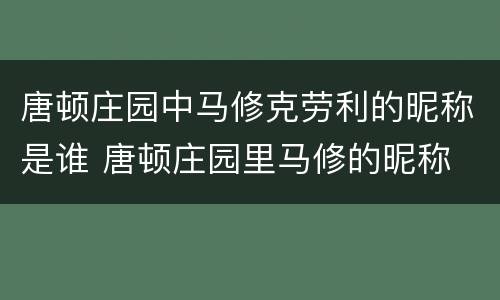 唐顿庄园中马修克劳利的昵称是谁 唐顿庄园里马修的昵称