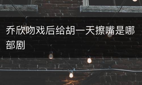 乔欣吻戏后给胡一天擦嘴是哪部剧