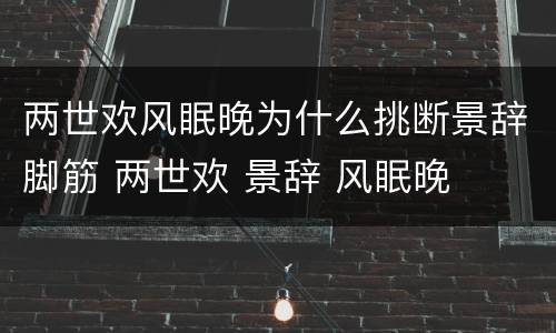 两世欢风眠晚为什么挑断景辞脚筋 两世欢 景辞 风眠晚