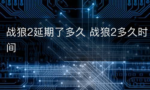 战狼2延期了多久 战狼2多久时间
