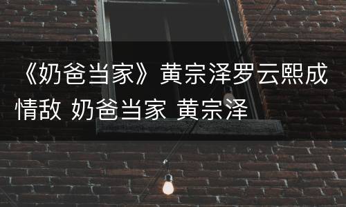 《奶爸当家》黄宗泽罗云熙成情敌 奶爸当家 黄宗泽