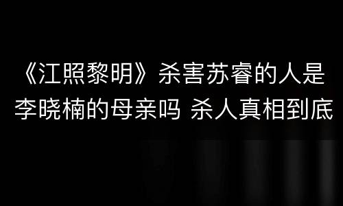 《江照黎明》杀害苏睿的人是李晓楠的母亲吗 杀人真相到底如何