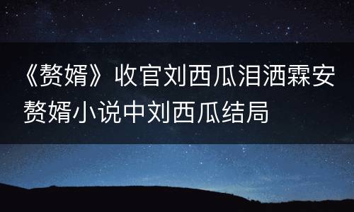 《赘婿》收官刘西瓜泪洒霖安 赘婿小说中刘西瓜结局