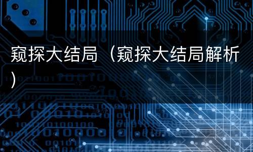 窥探大结局（窥探大结局解析）