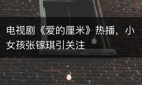 电视剧《爱的厘米》热播，小女孩张镓琪引关注