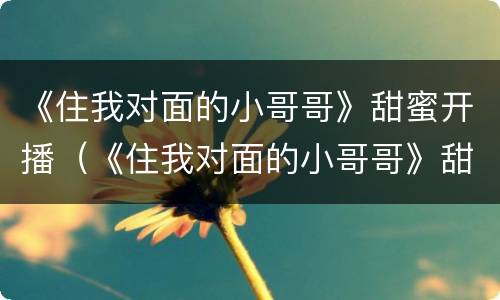 《住我对面的小哥哥》甜蜜开播（《住我对面的小哥哥》甜蜜开播视频）
