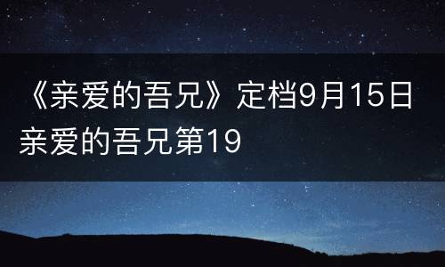 《亲爱的吾兄》定档9月15日 亲爱的吾兄第19
