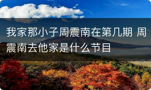 我家那小子周震南在第几期 周震南去他家是什么节目