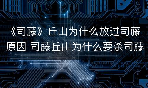 《司藤》丘山为什么放过司藤原因 司藤丘山为什么要杀司藤